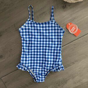 NEW 3T Girls Blue Plaid Ruffle Swimsuit